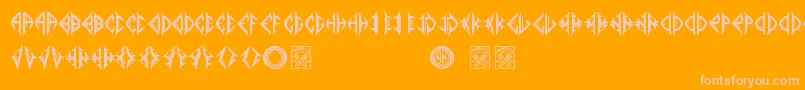 Mediogramo-Schriftart – Rosa Schriften auf orangefarbenem Hintergrund
