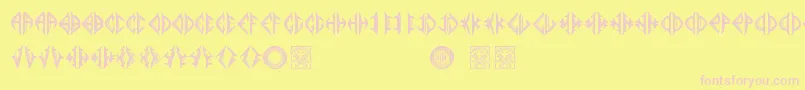 Mediogramo-Schriftart – Rosa Schriften auf gelbem Hintergrund