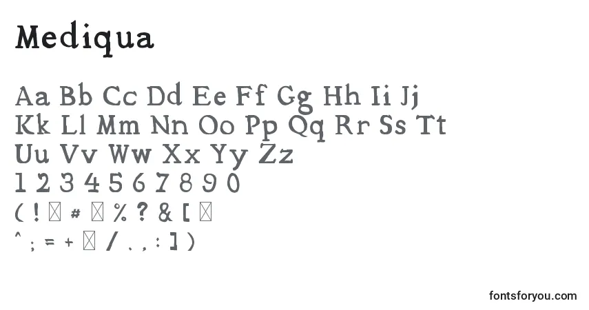 Czcionka Mediqua – alfabet, cyfry, specjalne znaki