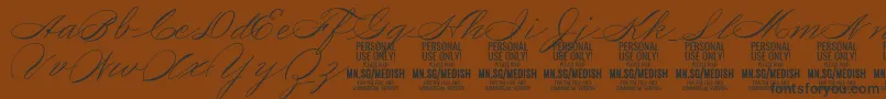 MedishScript PERSONAL USE ONLY-fontti – mustat fontit ruskealla taustalla