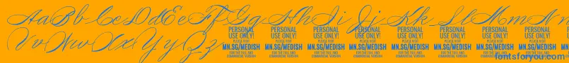 MedishScript PERSONAL USE ONLY-Schriftart – Blaue Schriften auf orangefarbenem Hintergrund