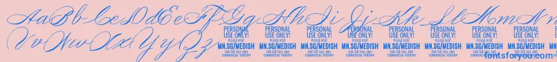 MedishScript PERSONAL USE ONLY Font – Blue Fonts on Pink Background
