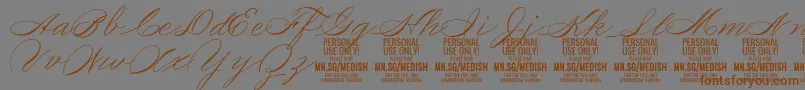 フォントMedishScript PERSONAL USE ONLY – 茶色の文字が灰色の背景にあります。