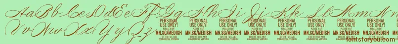 Шрифт MedishScript PERSONAL USE ONLY – коричневые шрифты на зелёном фоне