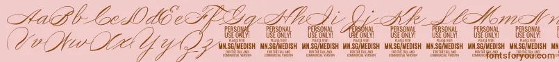 Fonte MedishScript PERSONAL USE ONLY – fontes marrons em um fundo rosa
