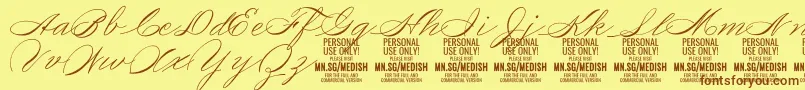 fuente MedishScript PERSONAL USE ONLY – Fuentes Marrones Sobre Fondo Amarillo