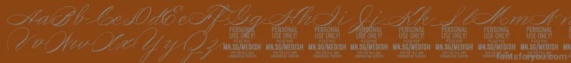 Fonte MedishScript PERSONAL USE ONLY – fontes cinzas em um fundo marrom