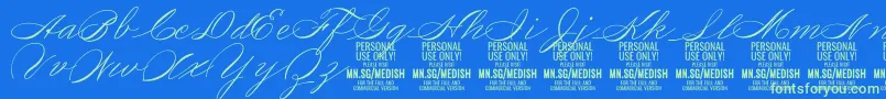 Fonte MedishScript PERSONAL USE ONLY – fontes verdes em um fundo azul