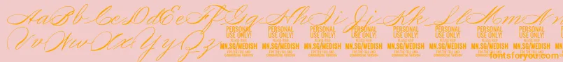 MedishScript PERSONAL USE ONLY-Schriftart – Orangefarbene Schriften auf rosa Hintergrund