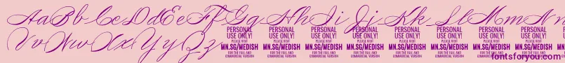 Czcionka MedishScript PERSONAL USE ONLY – fioletowe czcionki na różowym tle