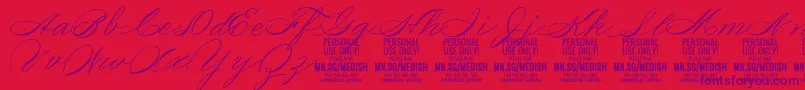 Fonte MedishScript PERSONAL USE ONLY – fontes roxas em um fundo vermelho