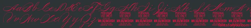 Czcionka MedishScript PERSONAL USE ONLY – czerwone czcionki na czarnym tle
