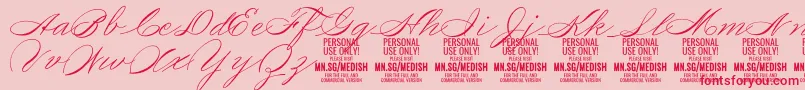 Шрифт MedishScript PERSONAL USE ONLY – красные шрифты на розовом фоне