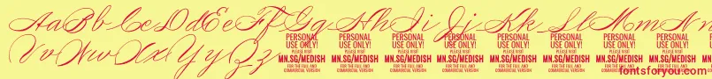Czcionka MedishScript PERSONAL USE ONLY – czerwone czcionki na żółtym tle