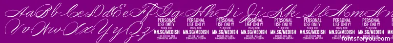 Czcionka MedishScript PERSONAL USE ONLY – białe czcionki na fioletowym tle