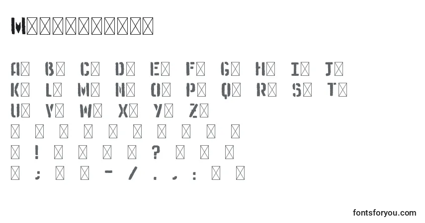 Schriftart Medistencil – Alphabet, Zahlen, spezielle Symbole