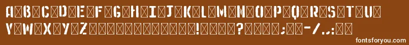Medistencil-Schriftart – Weiße Schriften auf braunem Hintergrund