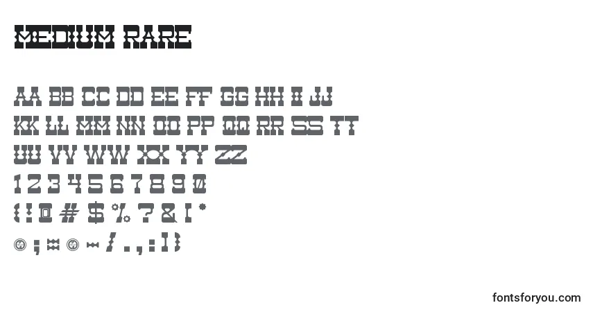 Schriftart Medium Rare – Alphabet, Zahlen, spezielle Symbole