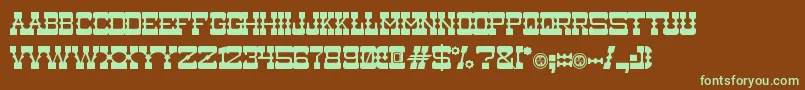フォントMedium Rare – 緑色の文字が茶色の背景にあります。