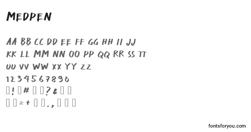 Schriftart MedPen – Alphabet, Zahlen, spezielle Symbole