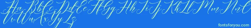 Meetha Script Demo-Schriftart – Grüne Schriften auf blauem Hintergrund