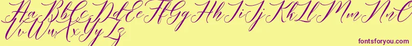 Meetha Script Demo Font – Purple Fonts on Yellow Background