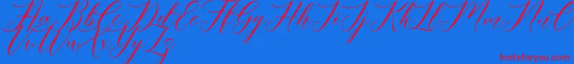 Meetha Script Demo Font – Red Fonts on Blue Background