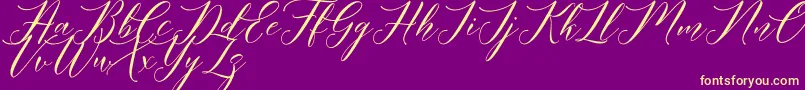 Czcionka Meetha Script Demo – żółte czcionki na fioletowym tle