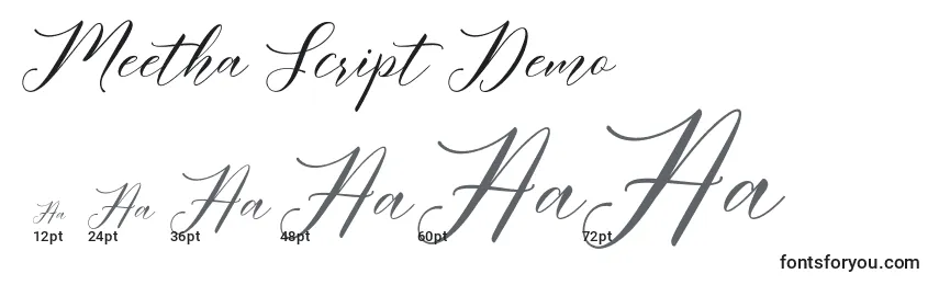 Meetha Script Demo Font Sizes