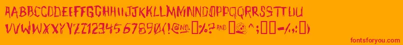 MEETJH  -Schriftart – Rote Schriften auf orangefarbenem Hintergrund