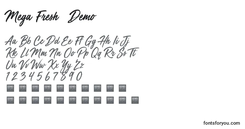 Schriftart Mega Fresh   Demo – Alphabet, Zahlen, spezielle Symbole