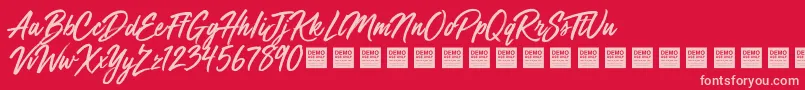 Fonte Mega Fresh   Demo – fontes rosa em um fundo vermelho