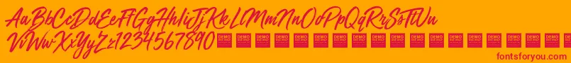 フォントMega Fresh   Demo – オレンジの背景に赤い文字