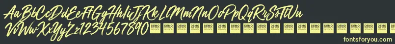 Mega Fresh   Demo-fontti – keltaiset fontit mustalla taustalla