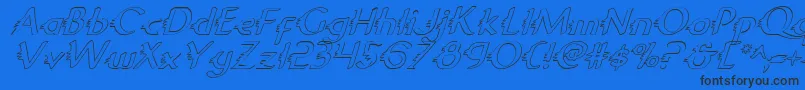 GypsyRoadOutlineItalic-Schriftart – Schwarze Schriften auf blauem Hintergrund