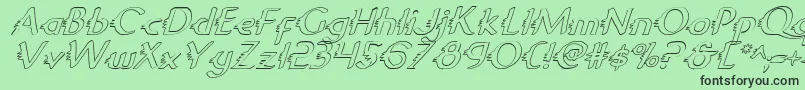 GypsyRoadOutlineItalic Font – Black Fonts on Green Background