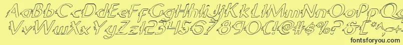GypsyRoadOutlineItalic Font – Black Fonts on Yellow Background