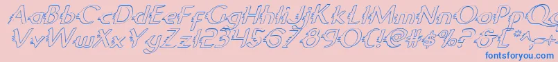 フォントGypsyRoadOutlineItalic – ピンクの背景に青い文字