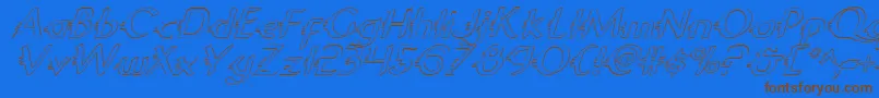 Weitere Informationen zur GypsyRoadOutlineItalic-Schriftart GypsyRoadOutlineItalic-Schriftart – Braune Schriften auf blauem Hintergrund