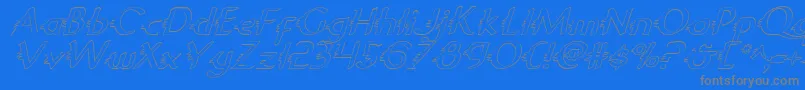 GypsyRoadOutlineItalic-Schriftart – Graue Schriften auf blauem Hintergrund