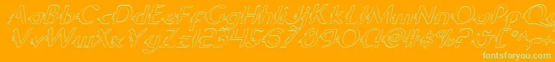 GypsyRoadOutlineItalic-fontti – vihreät fontit oranssilla taustalla
