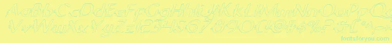 GypsyRoadOutlineItalic-Schriftart – Grüne Schriften auf gelbem Hintergrund