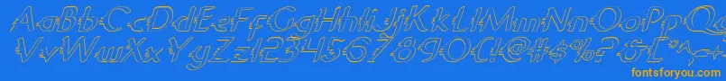 GypsyRoadOutlineItalic-Schriftart – Orangefarbene Schriften auf blauem Hintergrund
