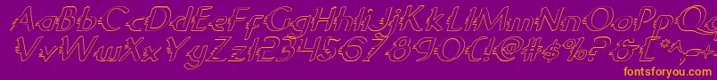 GypsyRoadOutlineItalic-Schriftart – Orangefarbene Schriften auf violettem Hintergrund