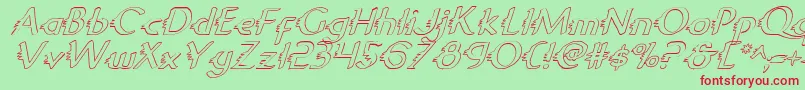 GypsyRoadOutlineItalic Font – Red Fonts on Green Background