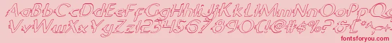GypsyRoadOutlineItalic Font – Red Fonts on Pink Background