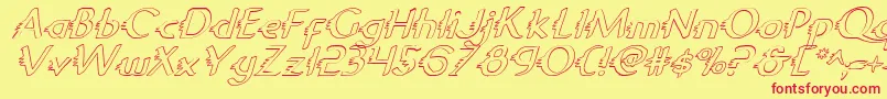 GypsyRoadOutlineItalic Font – Red Fonts on Yellow Background