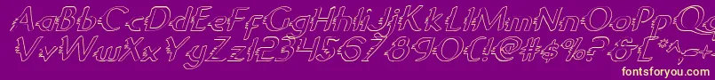 GypsyRoadOutlineItalic-Schriftart – Gelbe Schriften auf violettem Hintergrund