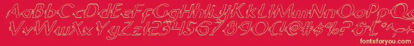 GypsyRoadOutlineItalic Font – Yellow Fonts on Red Background