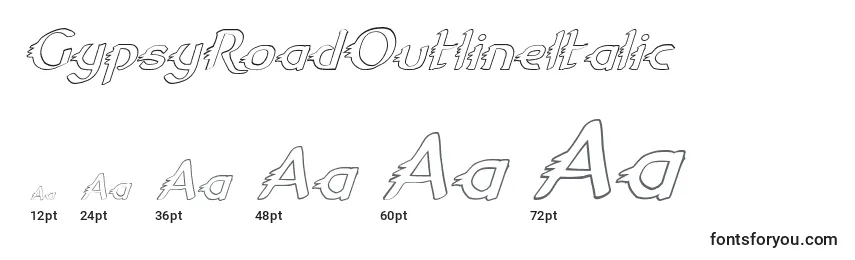 GypsyRoadOutlineItalic Font Sizes